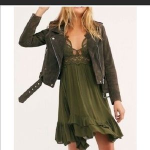 Free people XS NWT mini dress in olive green